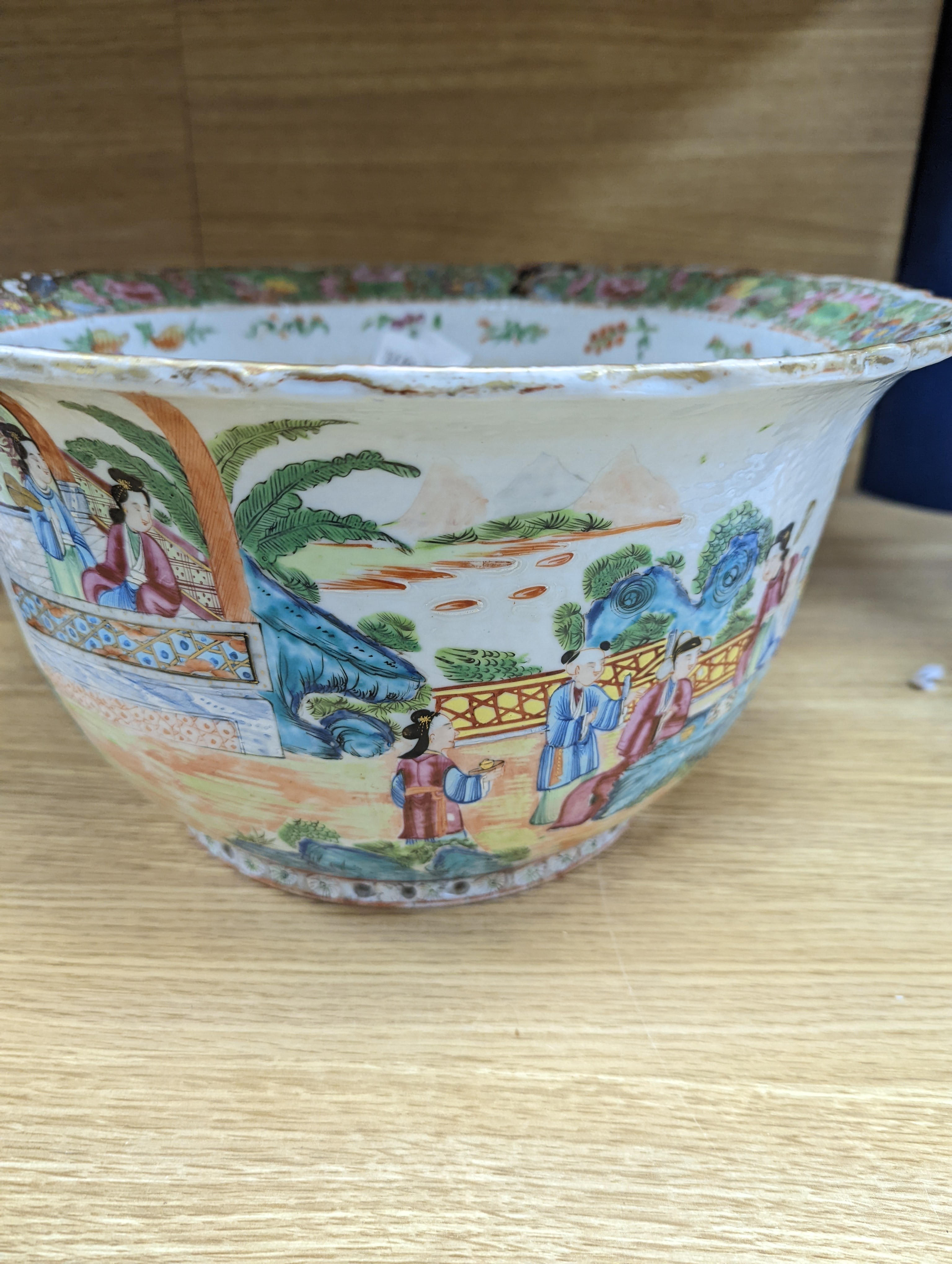 A Large Chinese famille rose flower pot, mid 19th century, 38cm